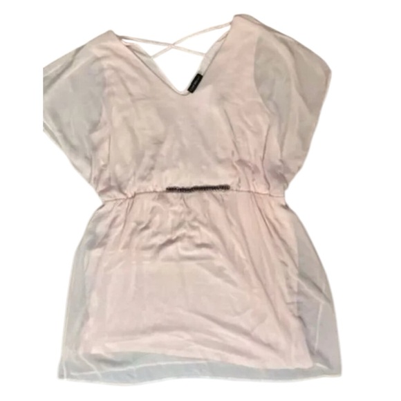 Lane Bryant NWT Plus Size Light Pink Babydoll Kimono Vneck Chain Waist Tunic Top - Picture 1 of 8